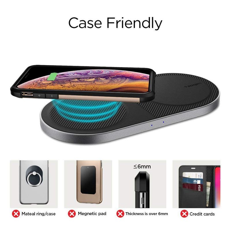 Incarcator Wireless Spigen F310W Essential Dual Fast Charger - Black