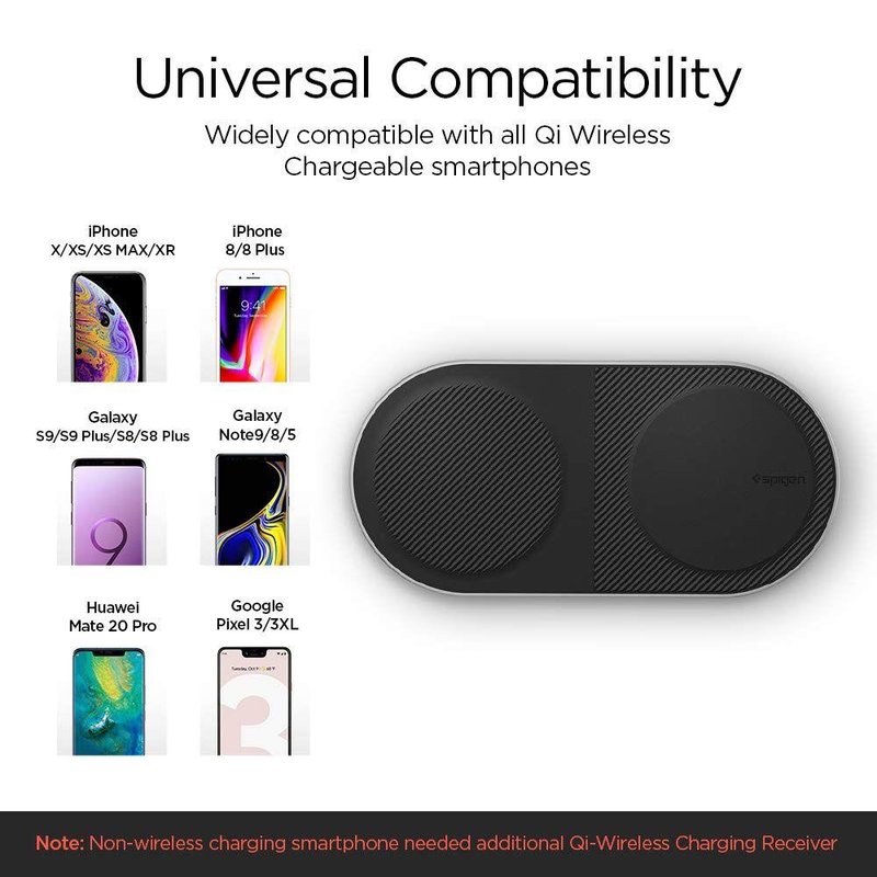 Incarcator Wireless Spigen F310W Essential Dual Fast Charger - Black