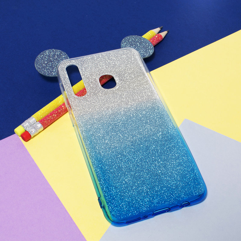 Husa Samsung Galaxy A50 Gradient Color TPU Mouse Bling Glitter - Albastru