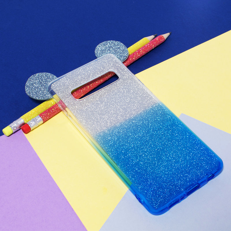 Husa Samsung Galaxy S10 Gradient Color TPU Mouse Bling Glitter - Albastru