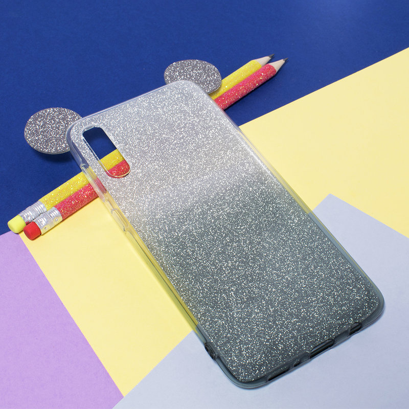 Husa Samsung Galaxy A70 Gradient Color TPU Mouse Bling Glitter - Negru