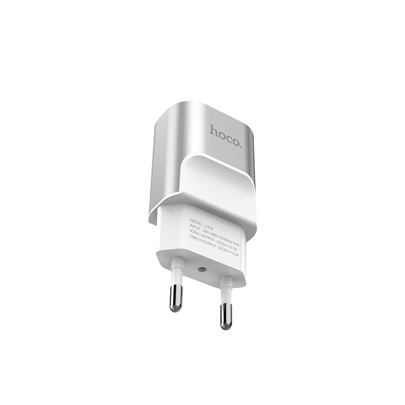 Incarcator Priza Hoco C47A Intelligent Balance 2xUSB Aluminium Alloy Shell - Silver