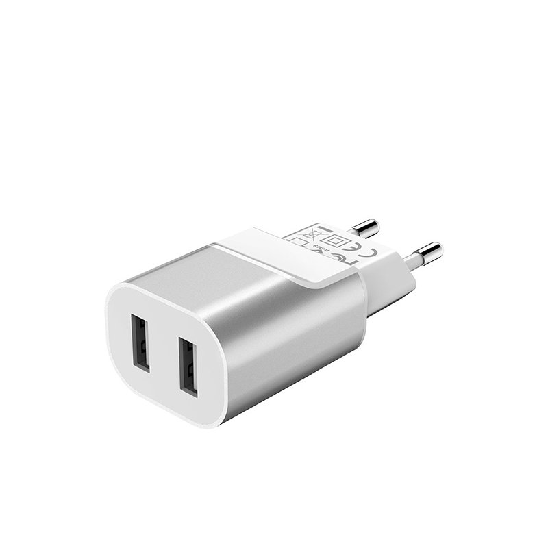 Incarcator Priza Hoco C47A Intelligent Balance 2xUSB Aluminium Alloy Shell - Silver