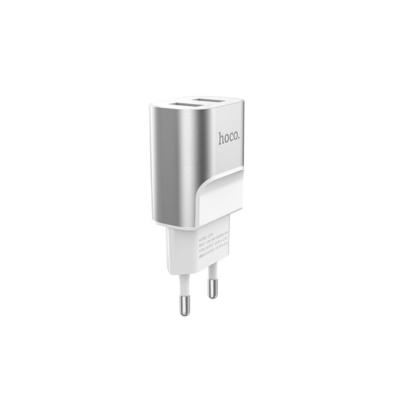 Incarcator Priza Hoco C47A Intelligent Balance 2xUSB Aluminium Alloy Shell - Silver