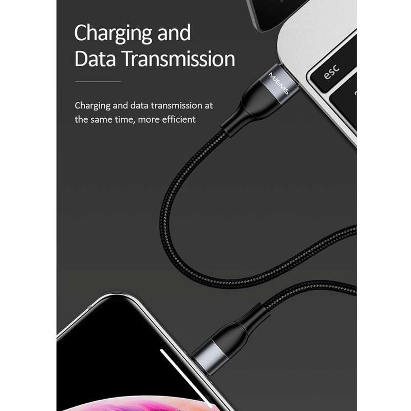 Cablu de date Type-C to Lightning MJEMS Fast Charging 1.2M - US-SJ330 - Black