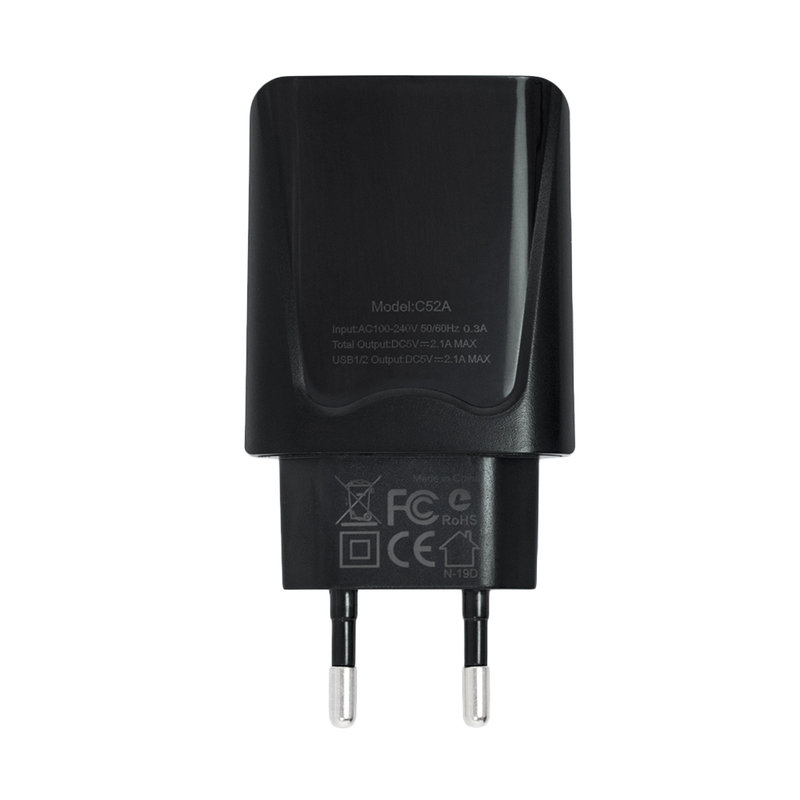 Incarcator Priza Hoco C52A Travel Charger Intelligent Balance 2xUSB 2.1A - Black