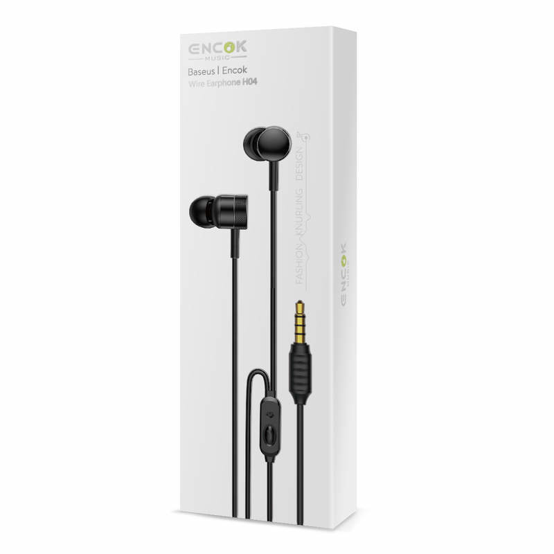Casti In-Ear Cu Microfon Baseus Earphone Encok H04 Wire 3.5mm - NGH04-01 - Black