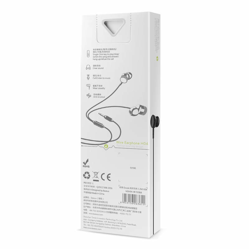 Casti In-Ear Cu Microfon Baseus Earphone Encok H04 Wire 3.5mm - NGH04-01 - Black