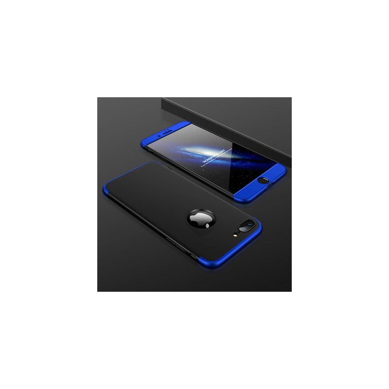 Husa iPhone 7 GKK 360 Full Cover Logo Cut Negru-Albastru 