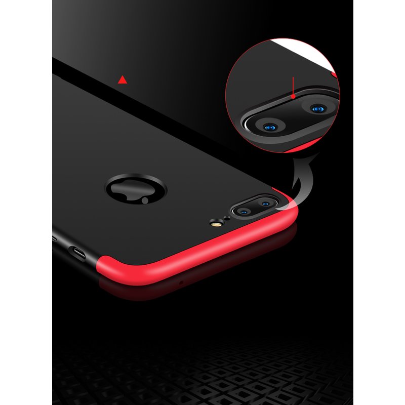 Husa iPhone 7 GKK 360 Full CoverLogo Cut Negru-Rosu