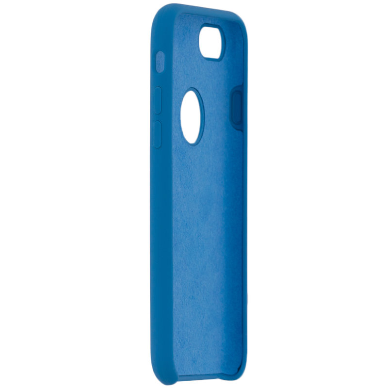 Husa iPhone 8 Silicon Soft Touch Cu Decupaj Sigla - Bleu