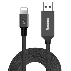 Cablu de date USB to Lightning Baseus Artistic with Material Braid 5M - CALYW-M01 - Black  