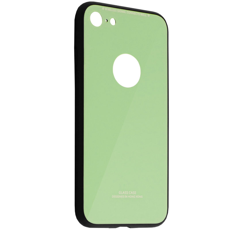 Husa iPhone 8 Glass Series Logo Cut - Verde