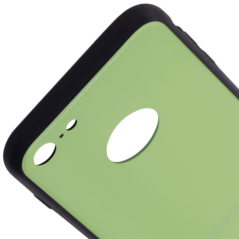 Husa iPhone 8 Glass Series Logo Cut - Verde