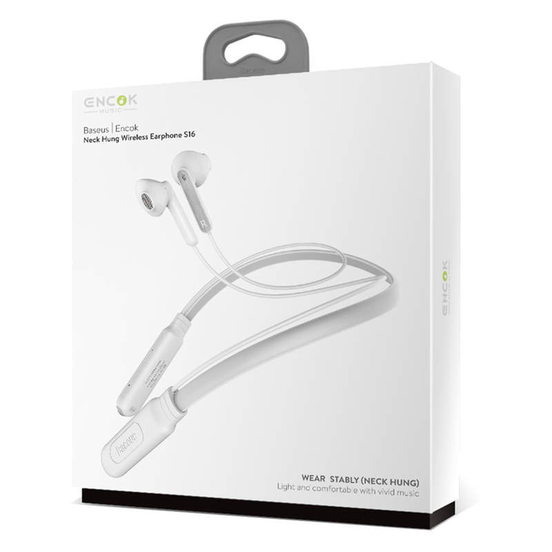 Casti In-Ear Wireless Baseus Earphone Bluetooth Encok S16 Neck Hung - NGS16-02 - White