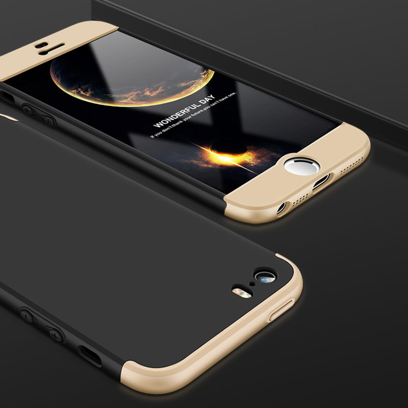 Husa iPhone 5 / 5s / SE GKK 360 Full Cover Negru-Auriu