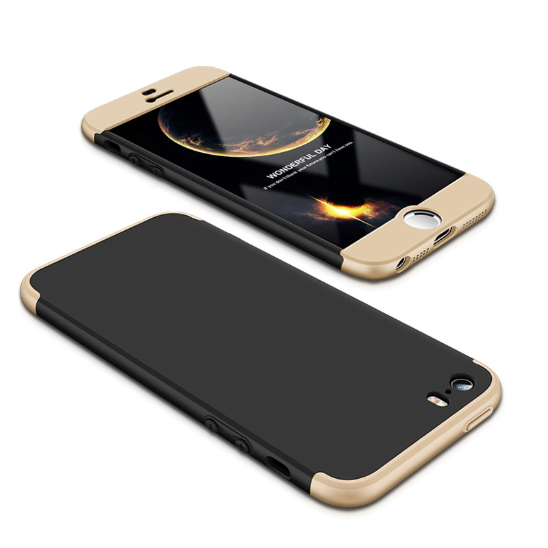 Husa iPhone 5 / 5s / SE GKK 360 Full Cover Negru-Auriu
