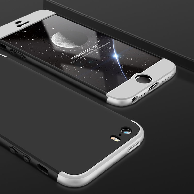 Husa iPhone 5 / 5s / SE GKK 360 Full Cover Negru-Argintiu