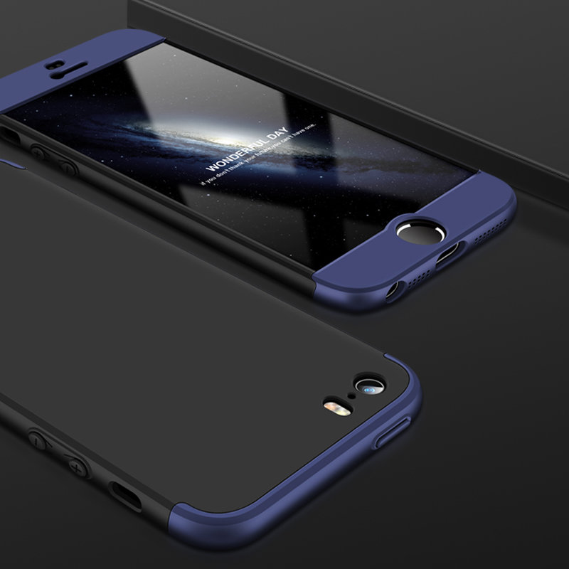Husa iPhone 5 / 5s / SE GKK 360 Full Cover Negru-Albastru