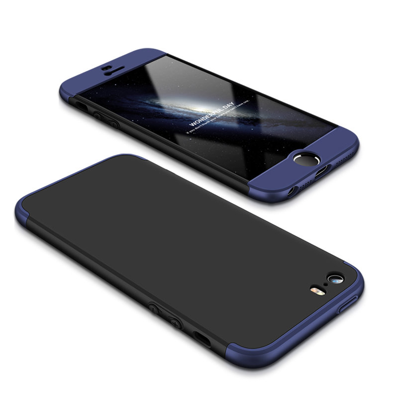 Husa iPhone 5 / 5s / SE GKK 360 Full Cover Negru-Albastru