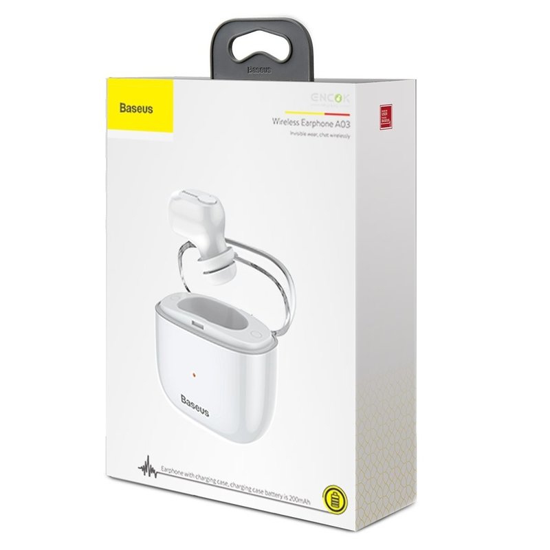 Casca Bluetooth 5.0 Baseus Encok A03 Waterproof Mini Wireless Earphone - NGA03-02 - White