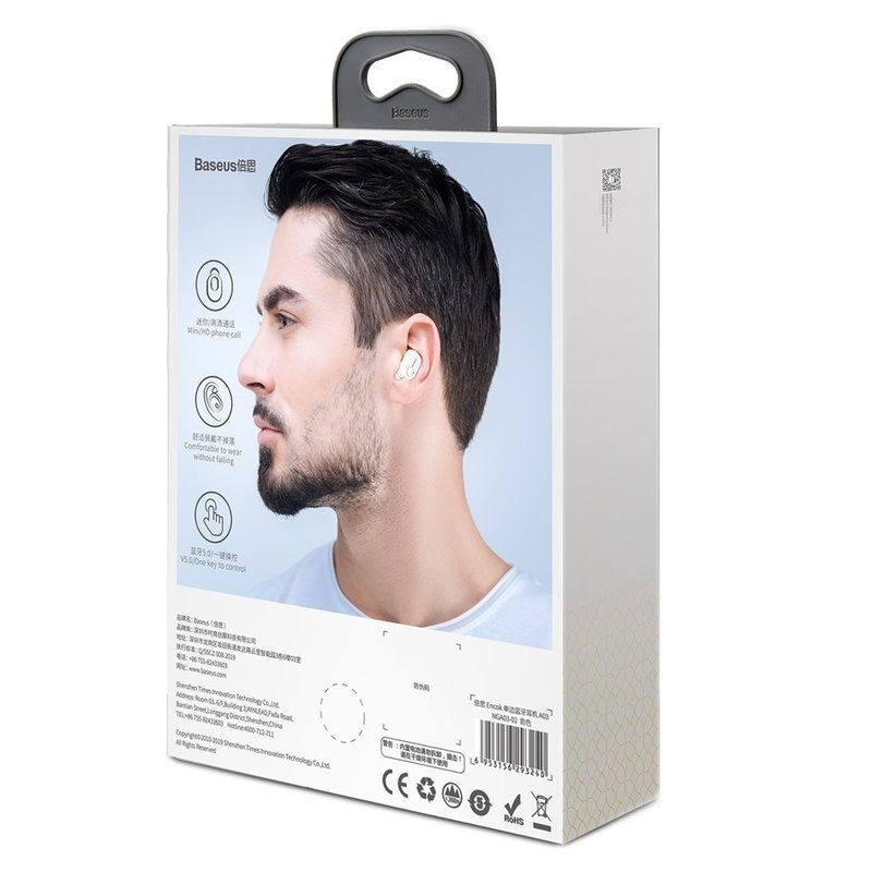 Casca Bluetooth 5.0 Baseus Encok A03 Waterproof Mini Wireless Earphone - NGA03-02 - White