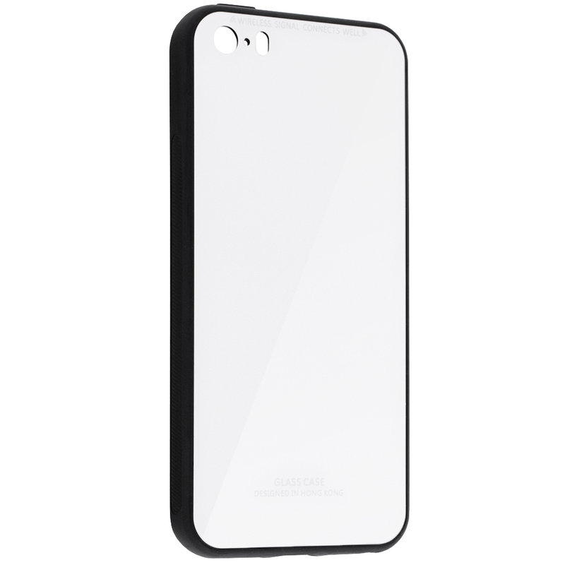 Husa iPhone SE, 5, 5S Glass Series - Alb