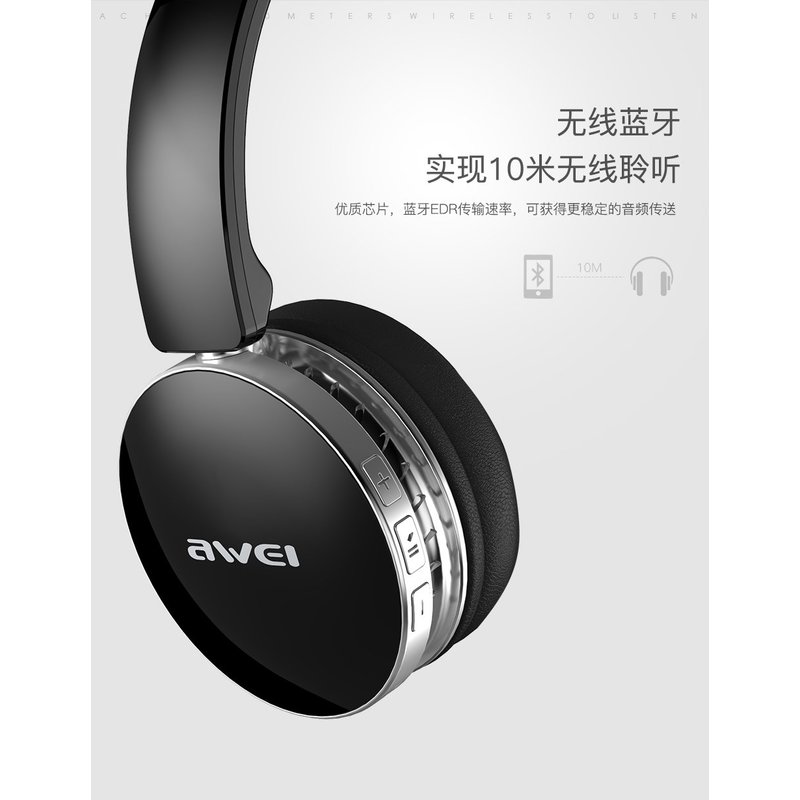 Casti On-Ear Wireless Awei A500BL Foldable Hi-Fi Stereo Bluetooth 4.0 - Yellow