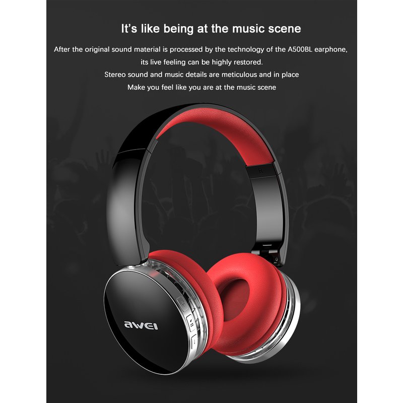 Casti On-Ear Wireless Awei A500BL Foldable Hi-Fi Stereo Bluetooth 4.0 - Yellow