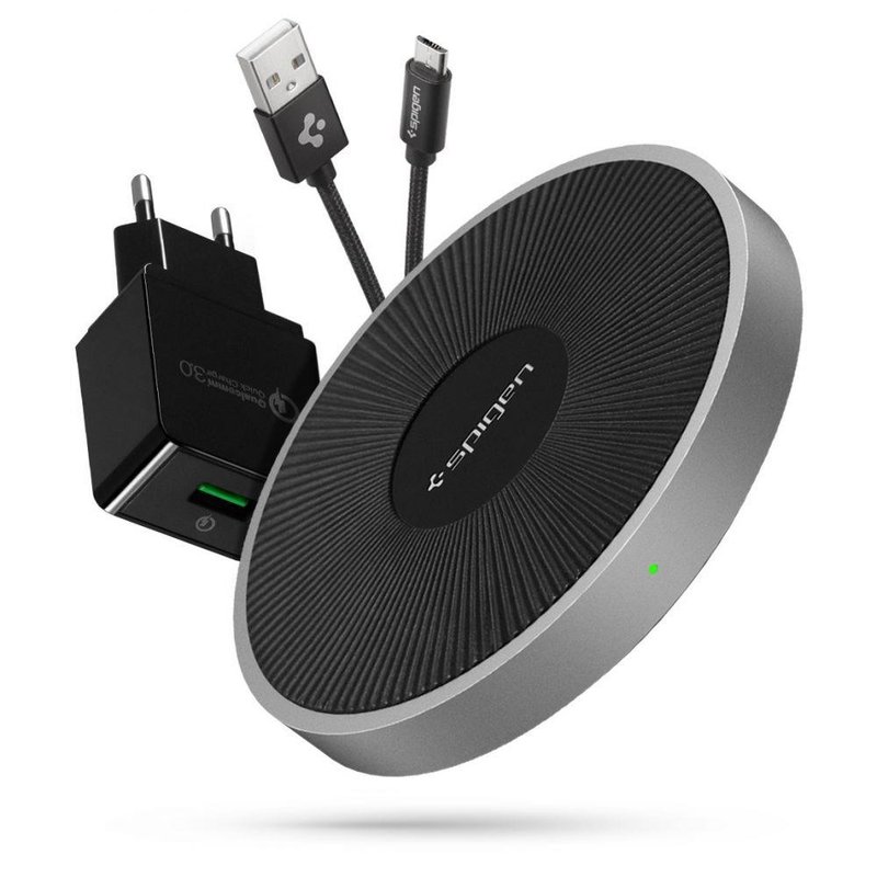 Incarcator Wireless Spigen F306W Essential Fast Charger - Silver