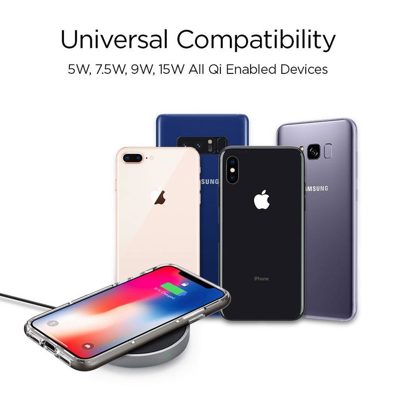 Incarcator Wireless Spigen F306W Essential Fast Charger - Silver