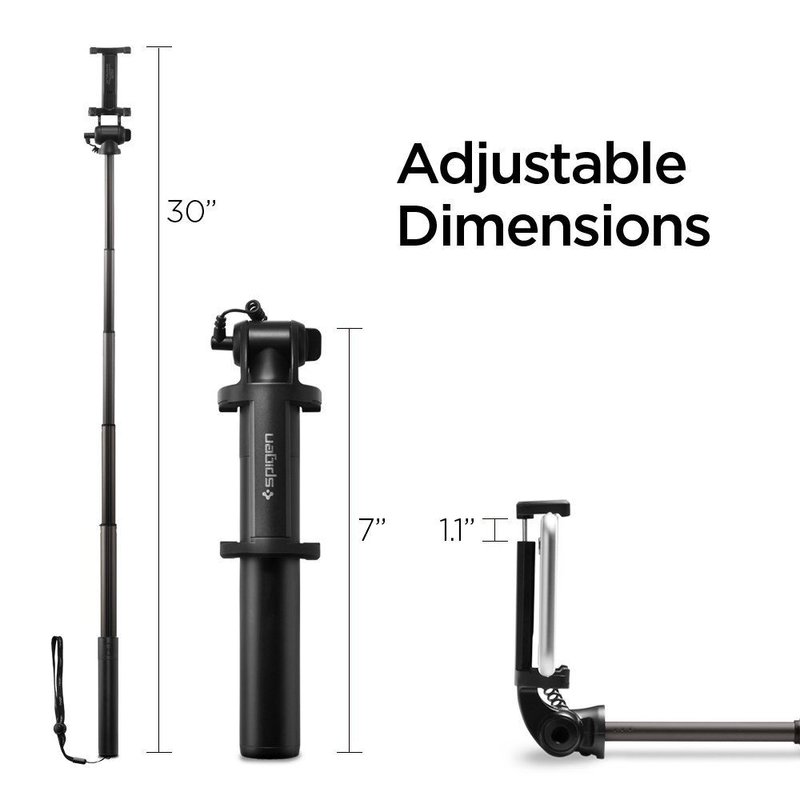 Suport Selfie Stick Cu Cablu Spigen Aluminum Monopod - S530 - Black