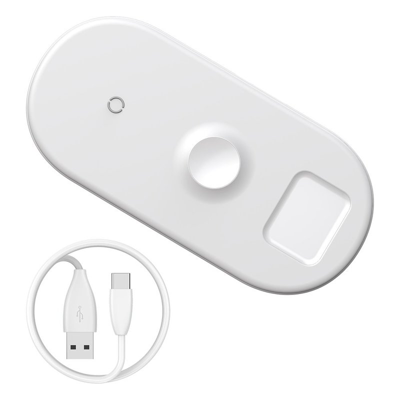 Incarcator Wireless Baseus Smart 3in1 Smartphones, Apple Watch and AirPods - WX3IN1-02 - White