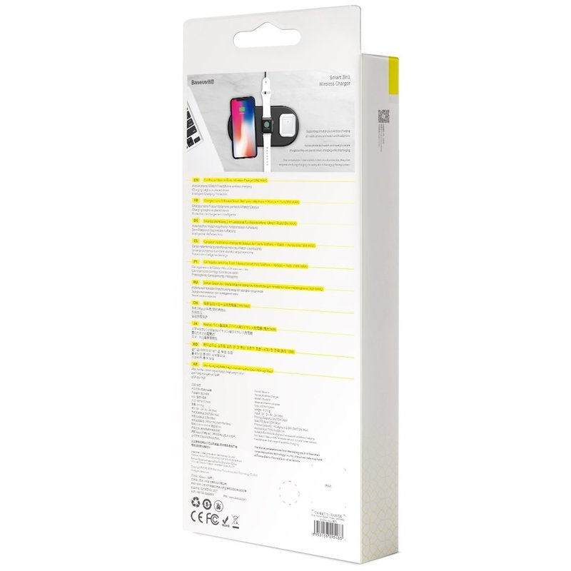 Incarcator Wireless Baseus Smart 3in1 Smartphones, Apple Watch and AirPods - WX3IN1-01 - Black