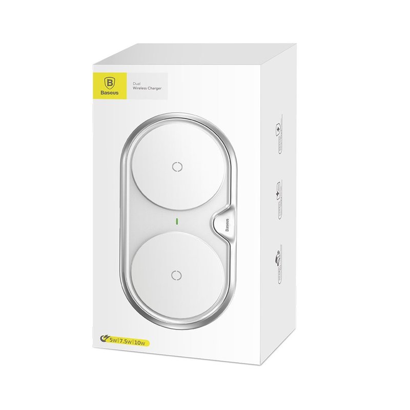 Incarcator Wireless/Priza Baseus Dual Qi Charger + Quick Charge 3.0 - WXXHJ-A0S - White