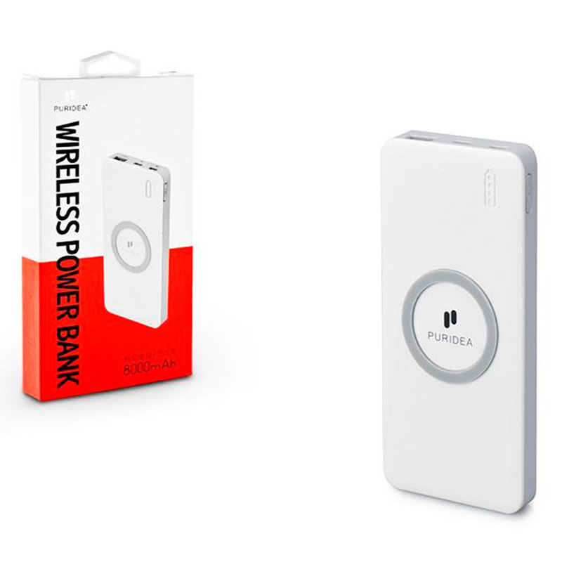 Baterie externa Puridea S20 Wireless Fast Charge 8000mAh - White