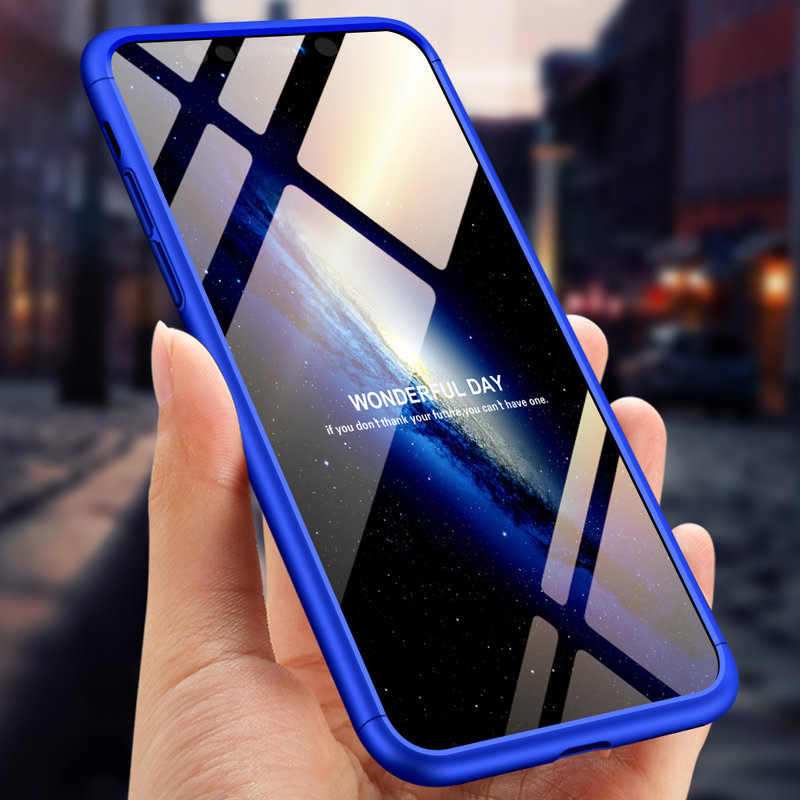 Husa iPhone X, iPhone 10 GKK 360 Full Cover Logo Cut Albastru