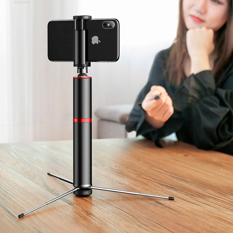 Suport Selfie Stick Baseus + Tripod Telescopic Stand Bluetooth - SUDYZP-D1S - Silver