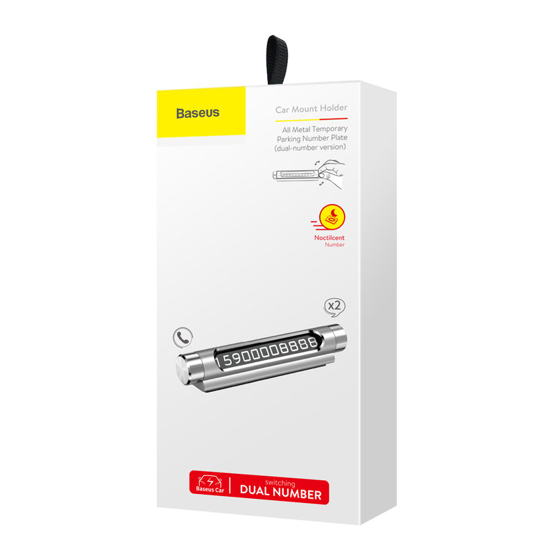 Numar de telefon Baseus Dual pentru Parbriz Auto - ACNUM-C0S - Argintiu