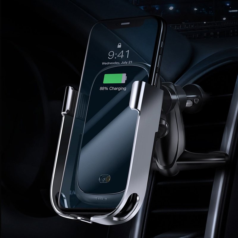 Suport Auto Cu Functie De Incarcare Wireless Baseus Rock Smart - WXHW01-0S - Silver