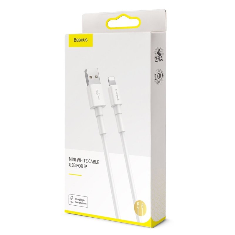 Cablu de date USB to Lightning 1M Baseus Mini Charging & Transmision - CALSW-02 - White