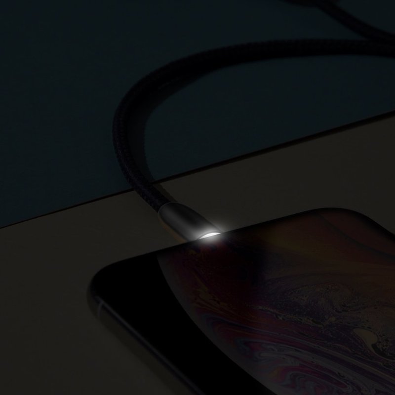 Cablu de date Lightning Baseus Torch Series Nylon Braided LED Lamp - CALHJ-C01 - Black