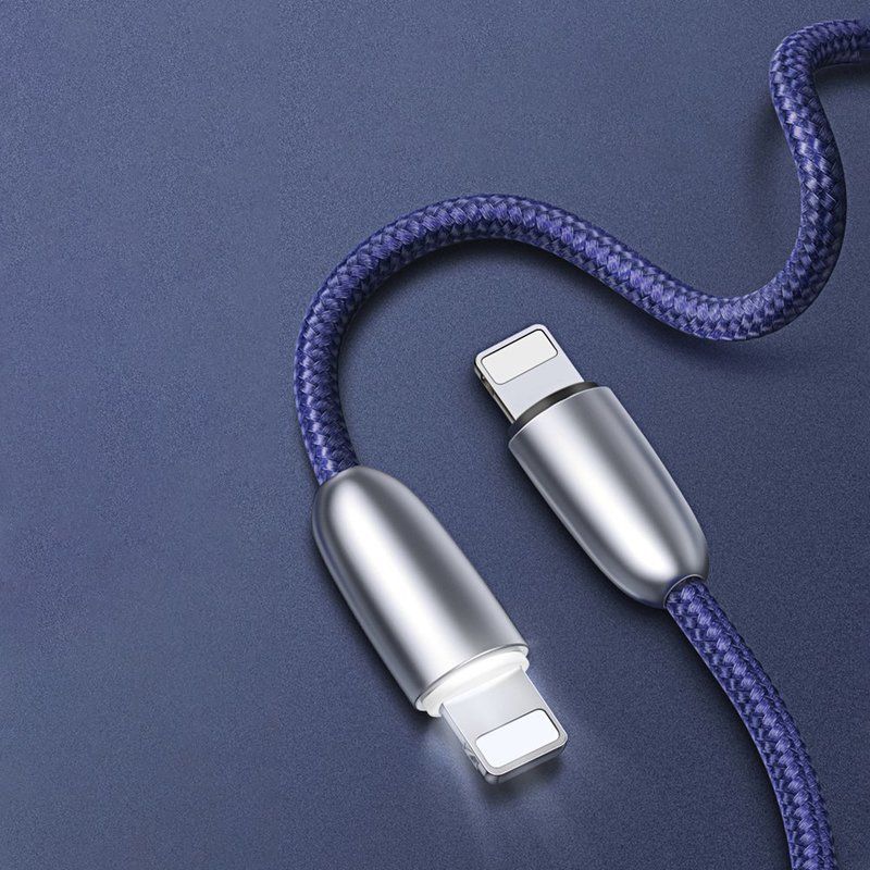 Cablu de date Lightning Baseus Torch Series Nylon Braided LED Lamp - CALHJ-C01 - Black