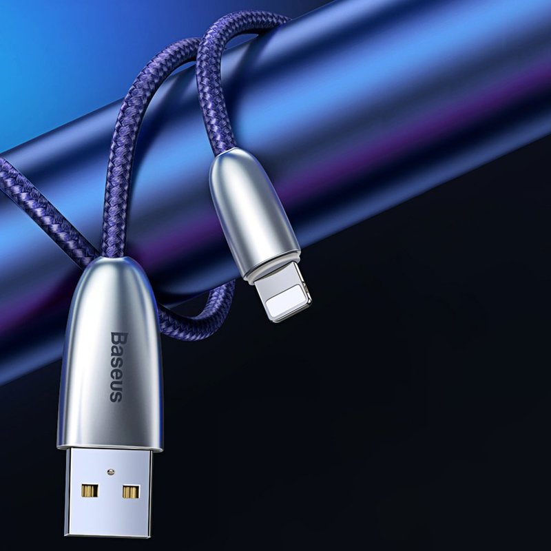 Cablu de date Lightning Baseus Torch Series Nylon Braided LED Lamp - CALHJ-C01 - Black