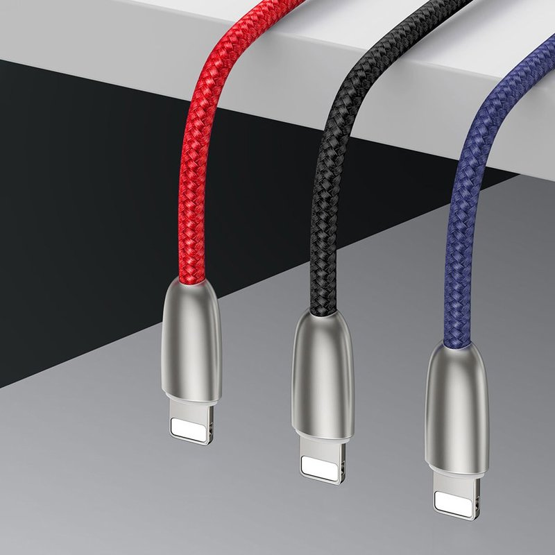 Cablu de date Lightning Baseus Torch Series Nylon Braided LED Lamp - CALHJ-C01 - Black