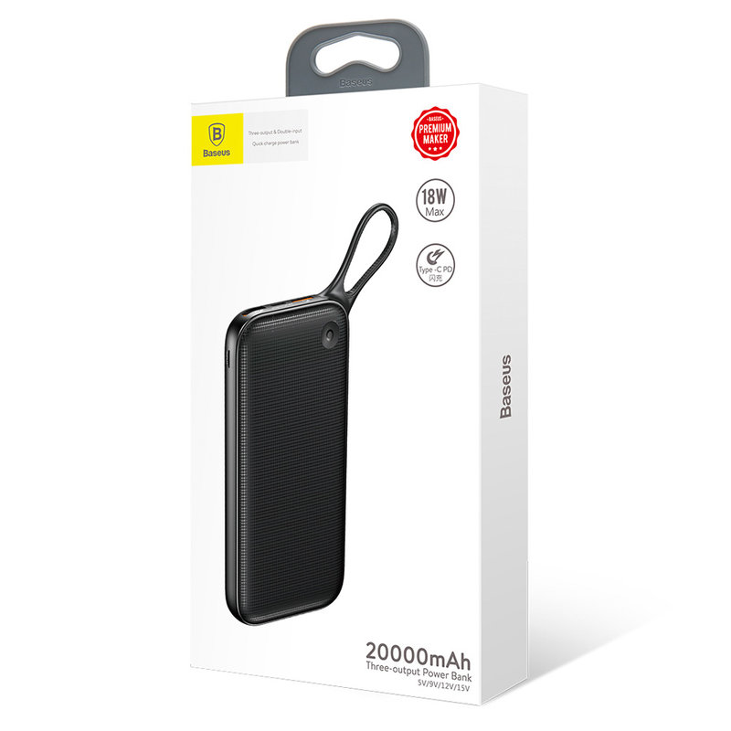 Baterie externa Baseus Powerful Durable Power Bank 20000 mAh with Hook - PPKC-A01 - Black