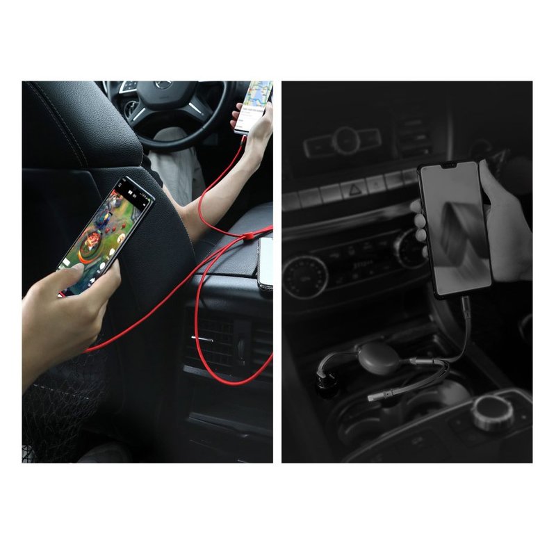 Cablu de Date 3in1 Baseus Car Co-Sharing Micro-USB/Lightning/Type-C - CAMLT-FX09 - Red
