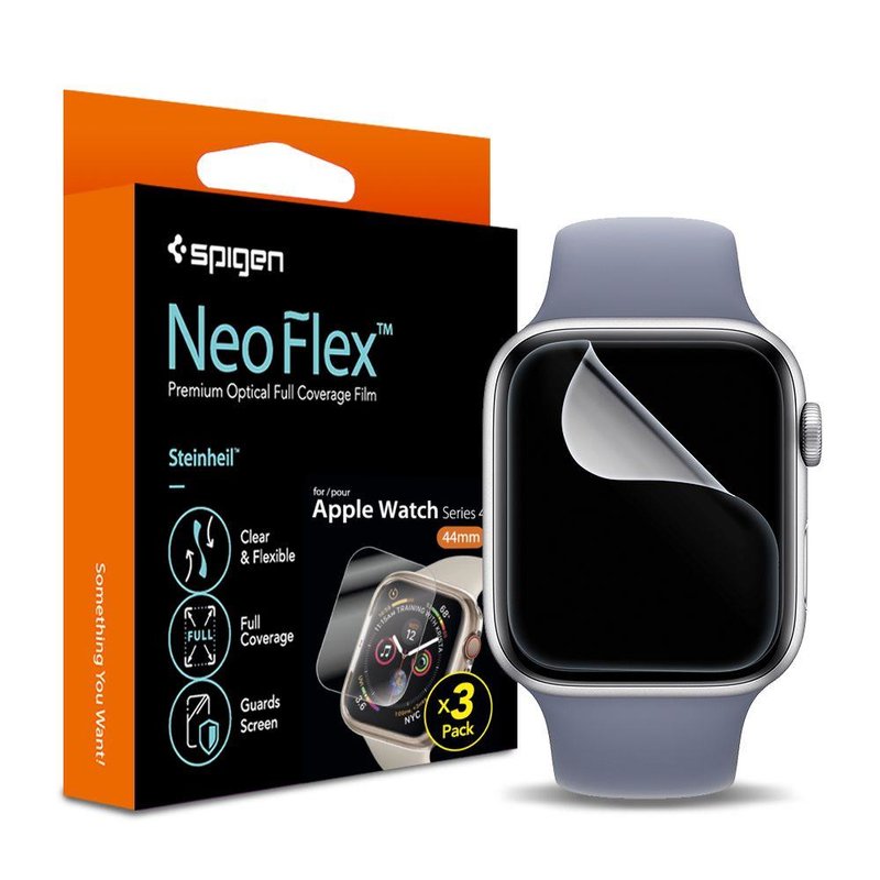 [Pachet 3x] Folie protectie Apple Watch 4, 44mm Spigen Neo Flex - Clear
