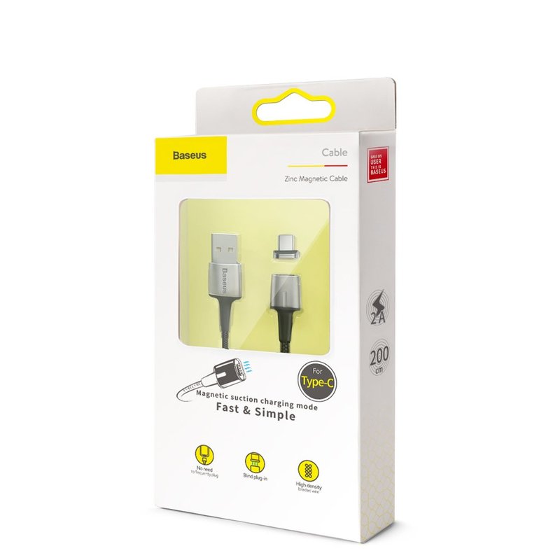 Cablu De Date Baseus Zinc Magnetic USB For Type-C 2A 2M - CATXC-B01 - Black