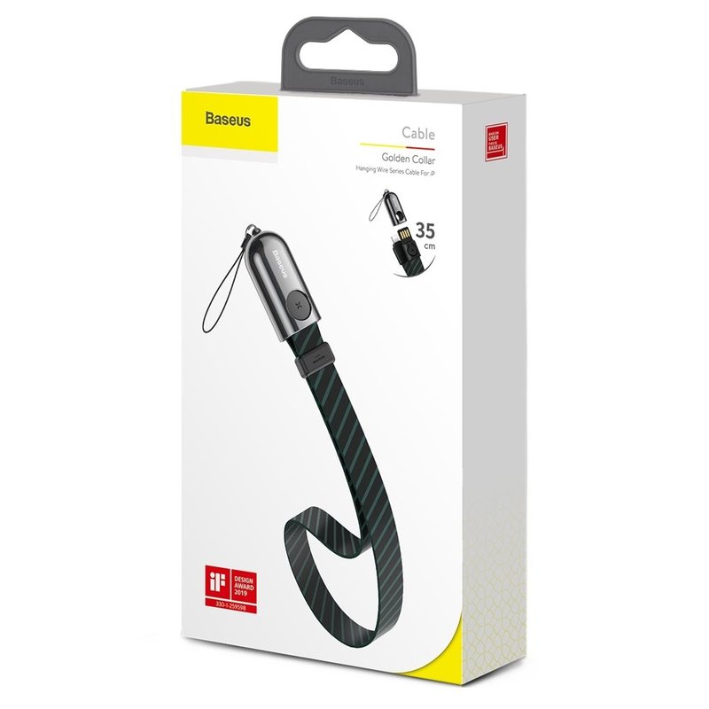 Cablu De Date Baseus Golden Collar USB For Lightning 2.4A 35cm - CALJL-AW1 - Stripe Black